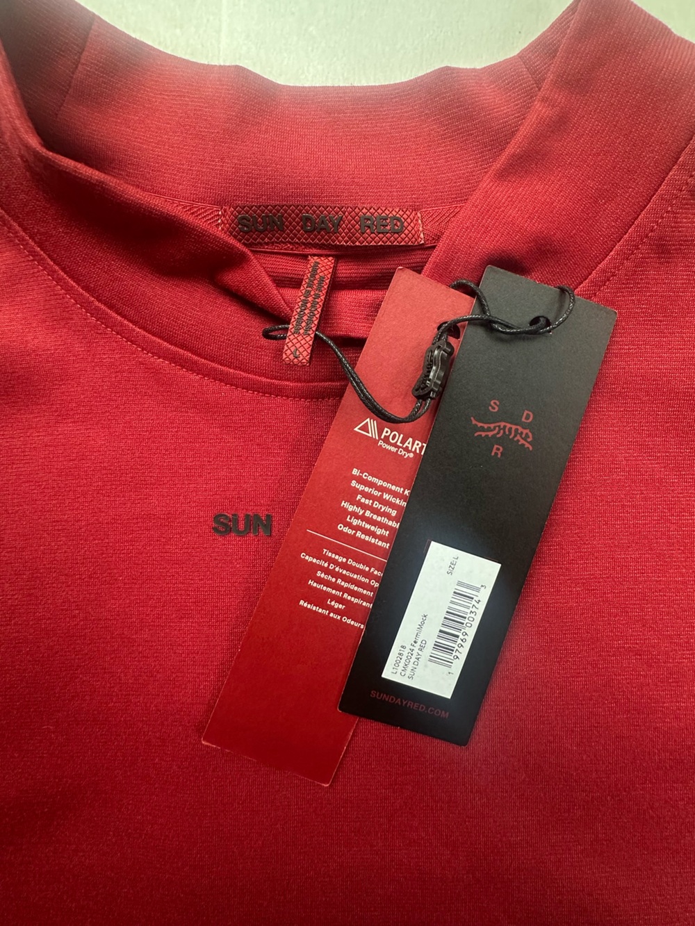 Sun Day Red Fermi Mock Golf Shirt Tiger Woods Polartec Sunday Red Large NWT! - Picture 8 of 9